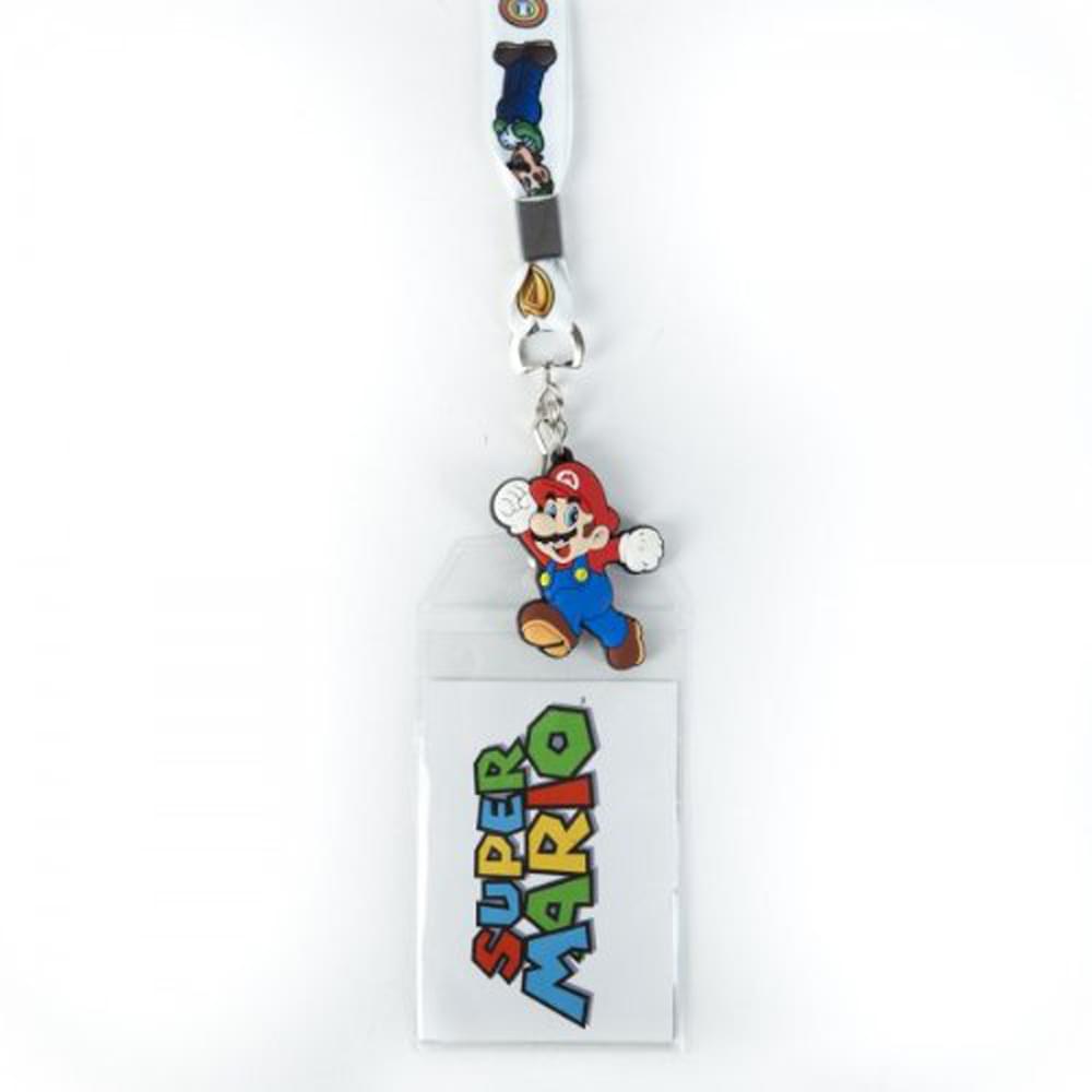 Super Mario Bros. White Lanyard with Soft Dangle