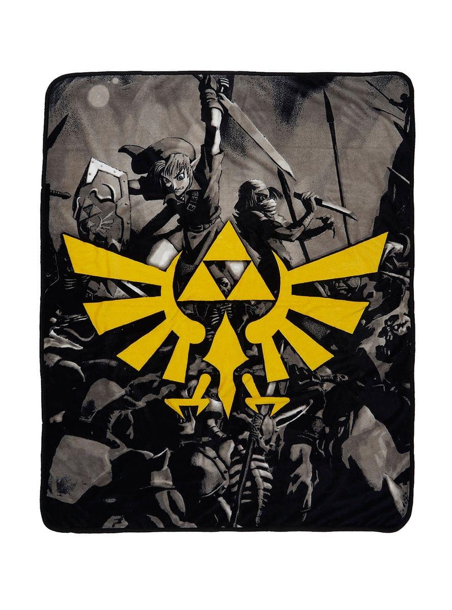 Legend of Zelda Black & White Triforce Throw Blanket