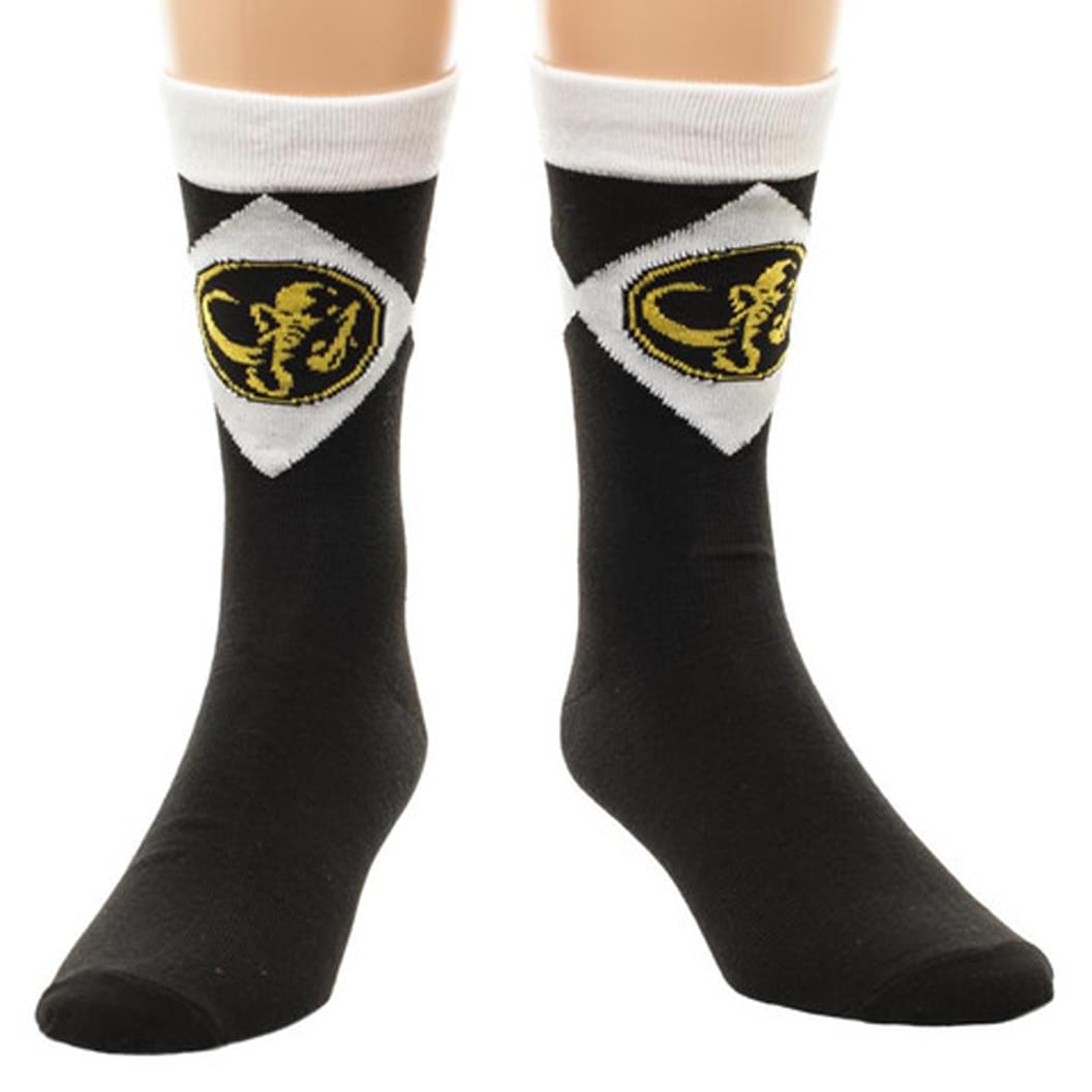 Mighty Morphin Power Rangers Men's Crew Socks Black