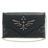 The Legend of Zelda Hyrule Crest Logo Black Quilted Envelope Wallet with Chain