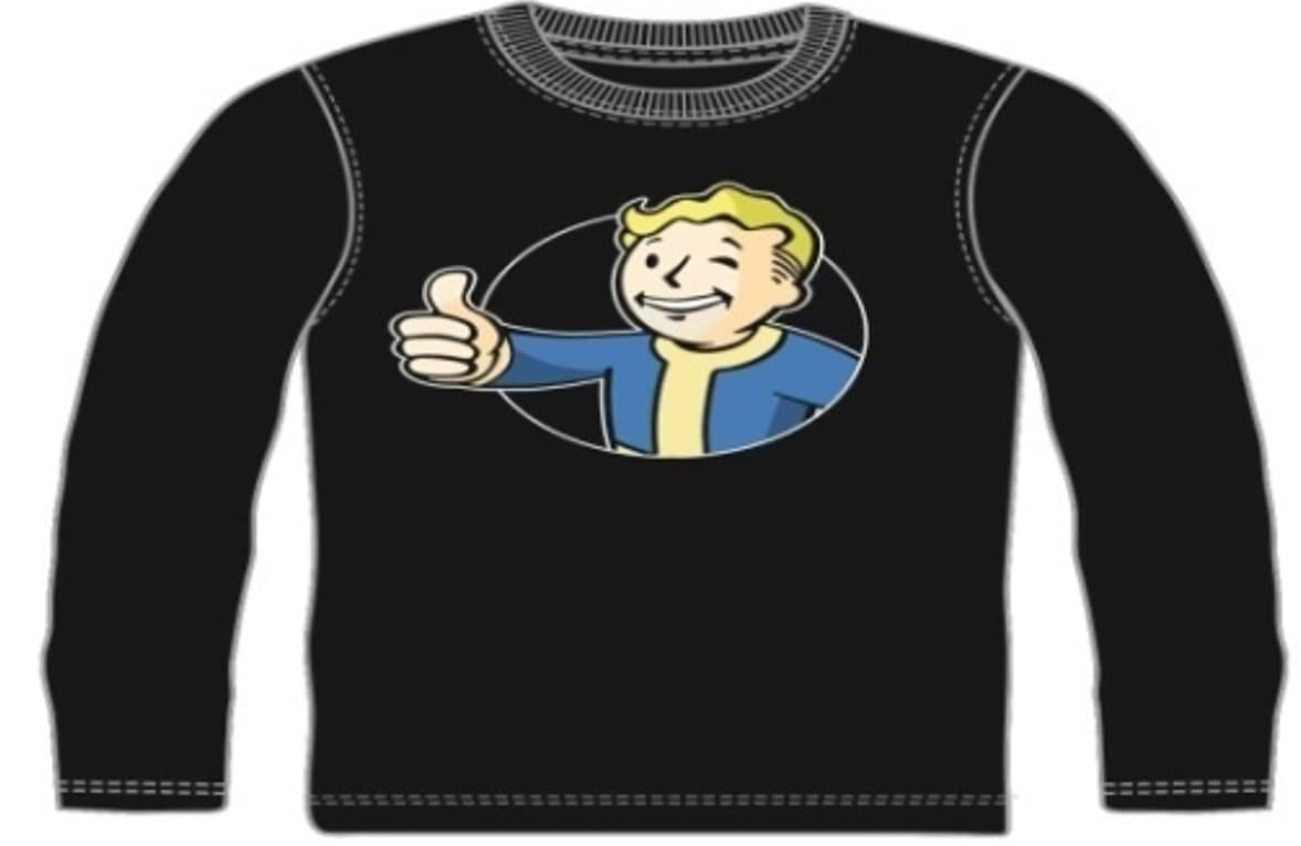 Fallout Vault Boy "Thumbs Up" Black Youth Long Sleeve Tee Medium