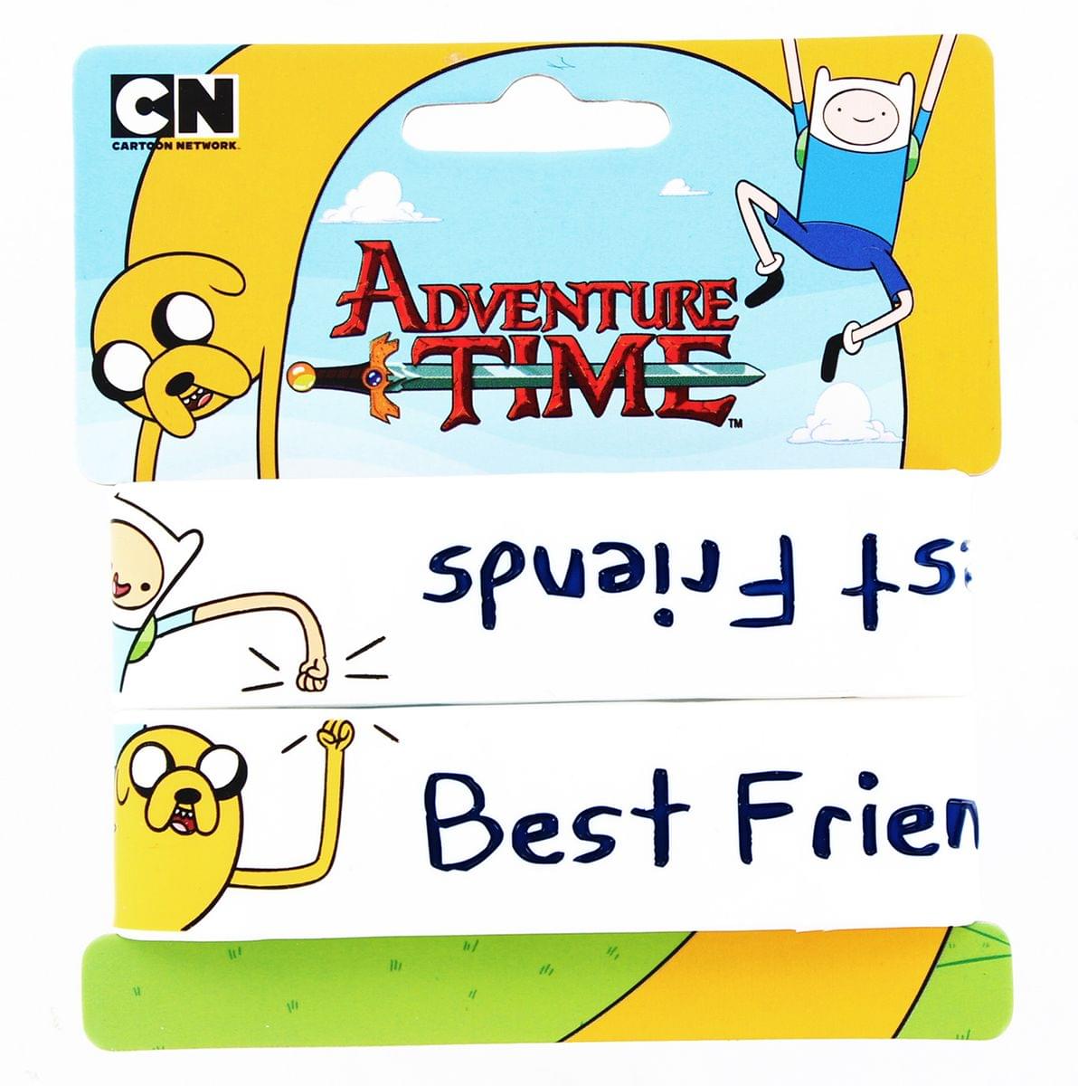 Adventure Time Jake & Finn "Best Friends" White Rubber Bracelet 2-Pack
