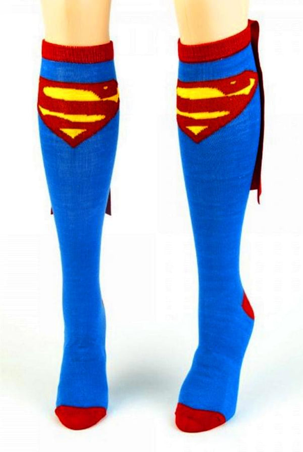 Superman Cape Blue Knee High Socks