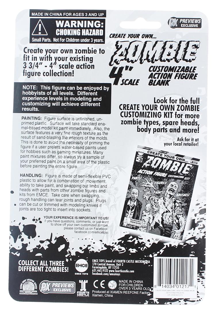 Create Your Own Zombie Customizing Blank 4" Action Figure