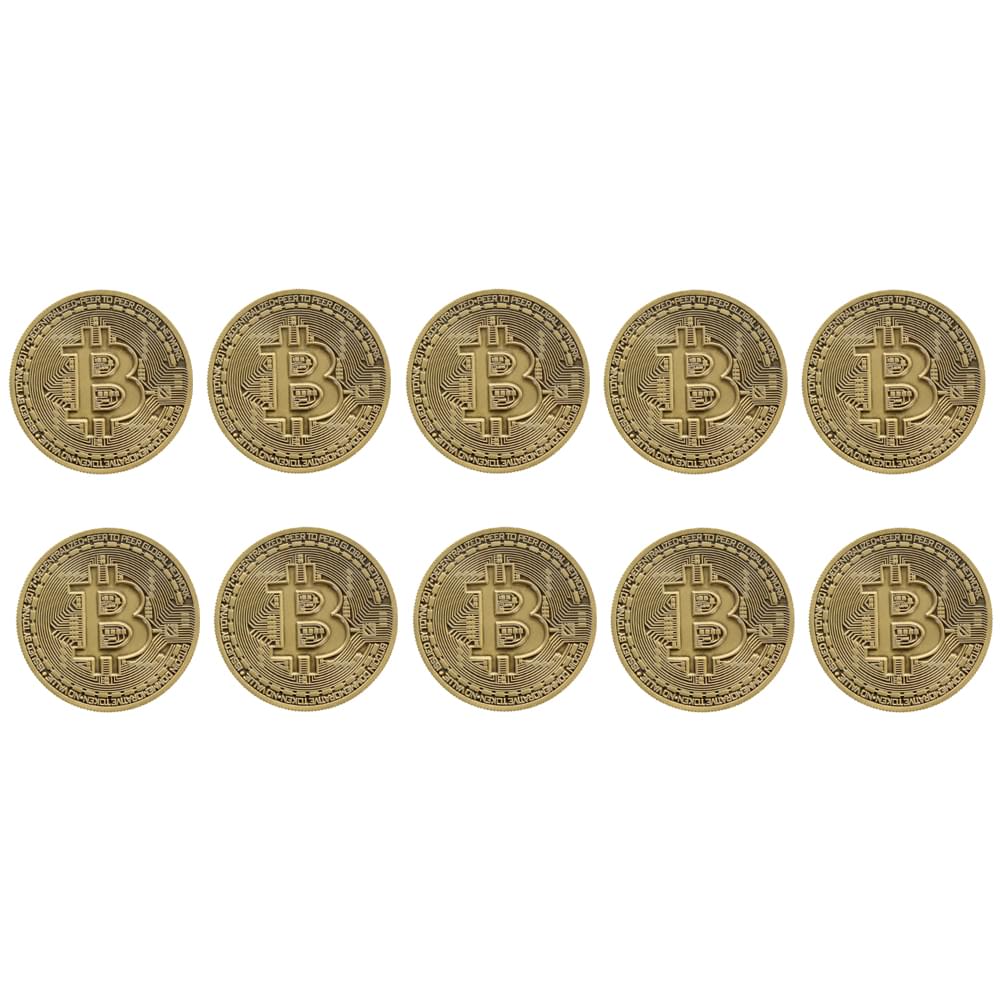 Bitcoin Bronze Plated Commemorative Collector's Coin Lot of 10