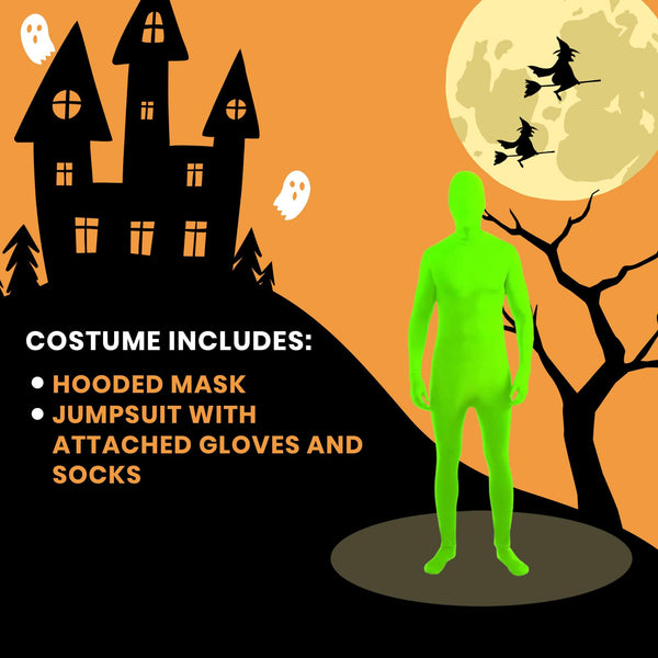 Disappearing Man Invisible Costume Jumpsuit Child: Neon Green