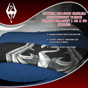 Skyrim Dragon Emblem Lightweight Fleece Throw Blanket
