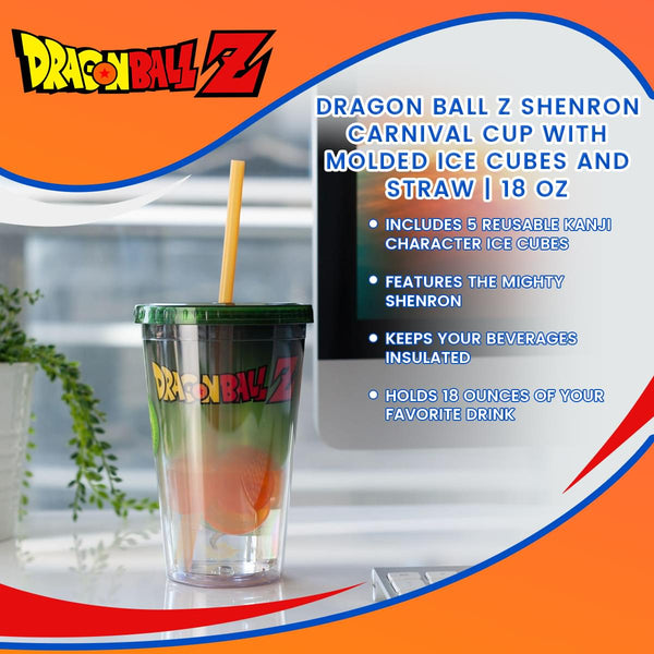 Dragon Ball Z Shenron Carnival Cup with Molded Ice Cubes and Straw