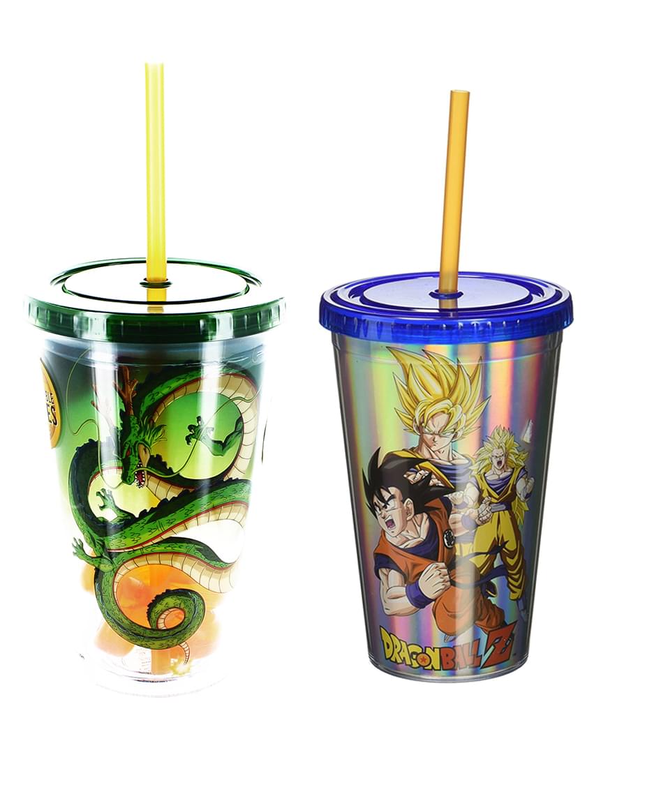 Dragon Ball Z Travel Cup Bundle w/ Straws & Screw-Down Lids