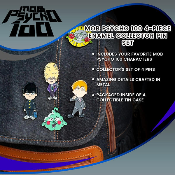 Mob Psycho 100 4-Piece Enamel Collector Pin Set