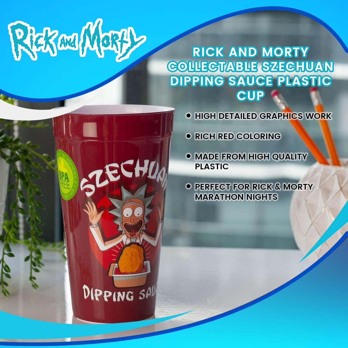 Rick and Morty Szechuan Dipping Sauce Shot Glass and Plastic Cup