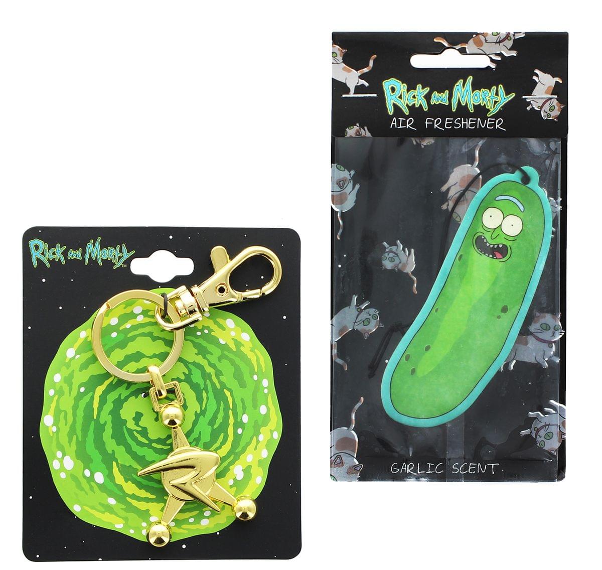 Rick and Morty Council of Ricks 3D Key Chain & Pickle Rick Air Freshener Bundle
