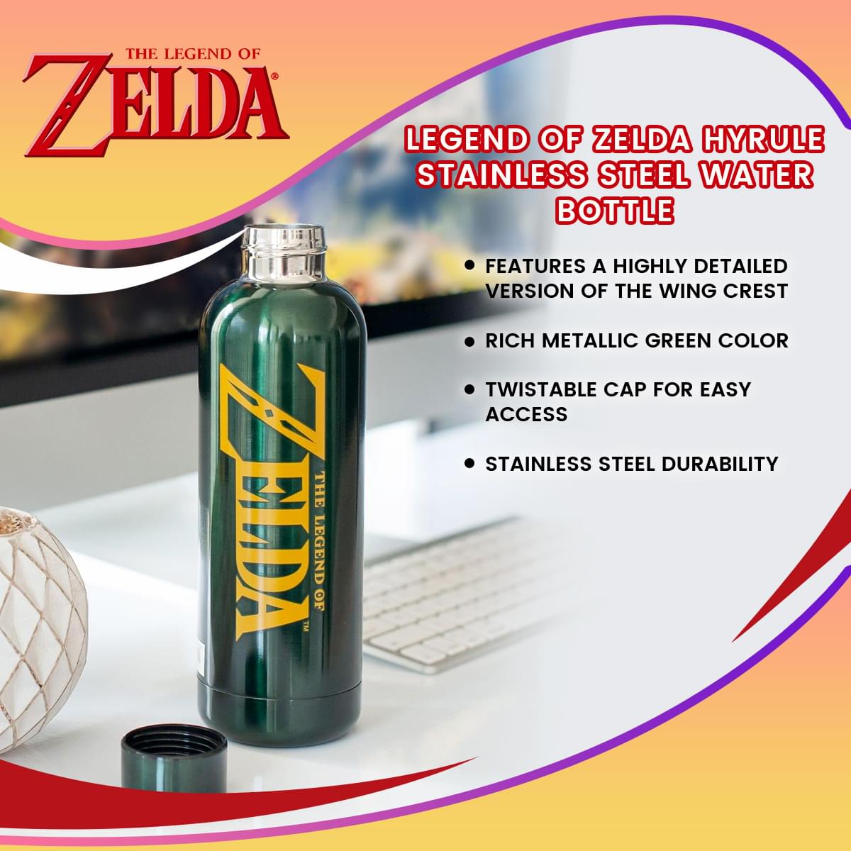 Legend of Zelda Hyrule Stainless Steel Water Bottle