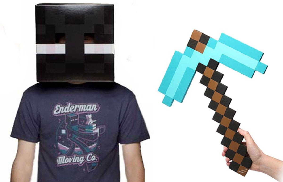 Minecraft Enderman Head & Diamond Pickaxe Costume Set