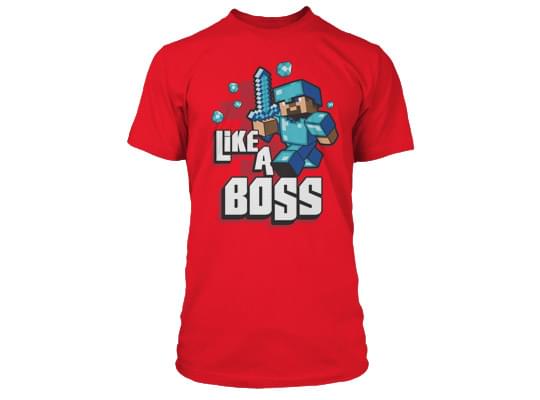 Minecraft Like A Boss Premium Red T-Shirt Youth X-Small