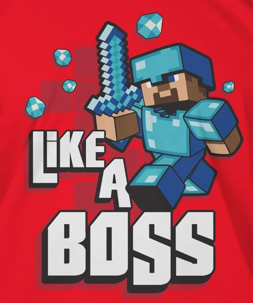 Minecraft Like A Boss Premium Red T-Shirt Youth