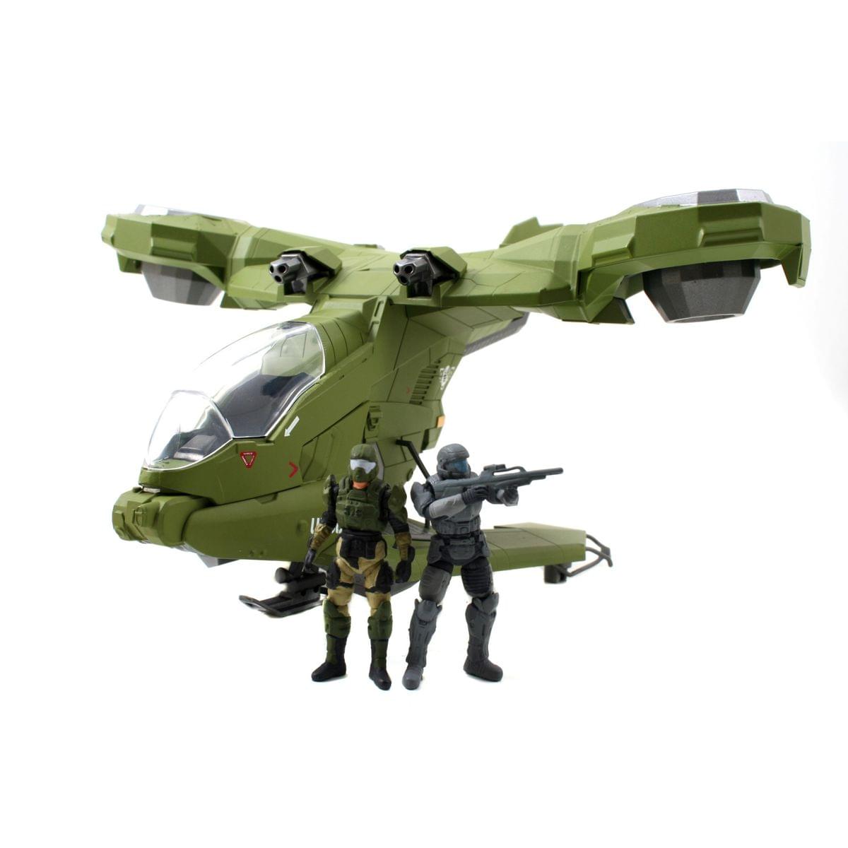 Halo 4 Diecast 10" Hornet Primer Green With ODST & Marine Pilot Figure