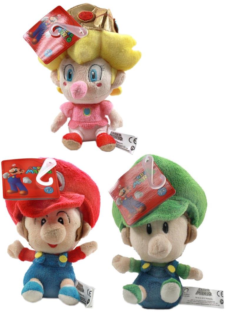 Super Mario Brothers 5" Plush Baby Set Of 3: Mario, Luigi, Peach