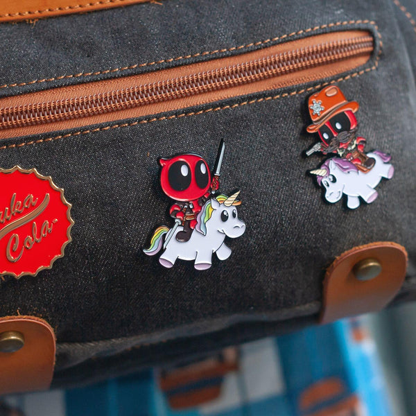 Marvel Deadpool Riding a Unicorn Enamel Pin