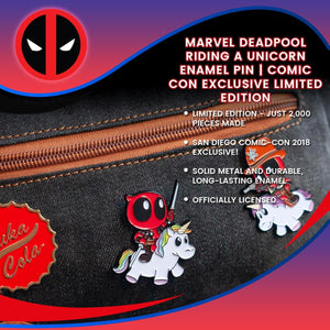Marvel Deadpool Riding a Unicorn Enamel Pin