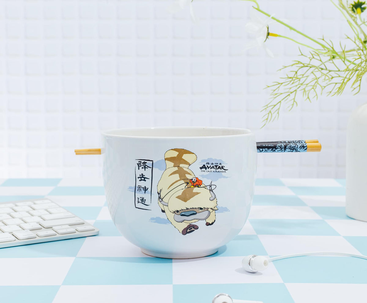Avatar: The Last Airbender Aang and Appa Ceramic Ramen Bowl and Chopstick Set