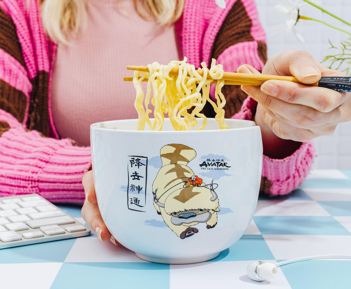 Avatar: The Last Airbender Aang and Appa Ceramic Ramen Bowl and Chopstick Set