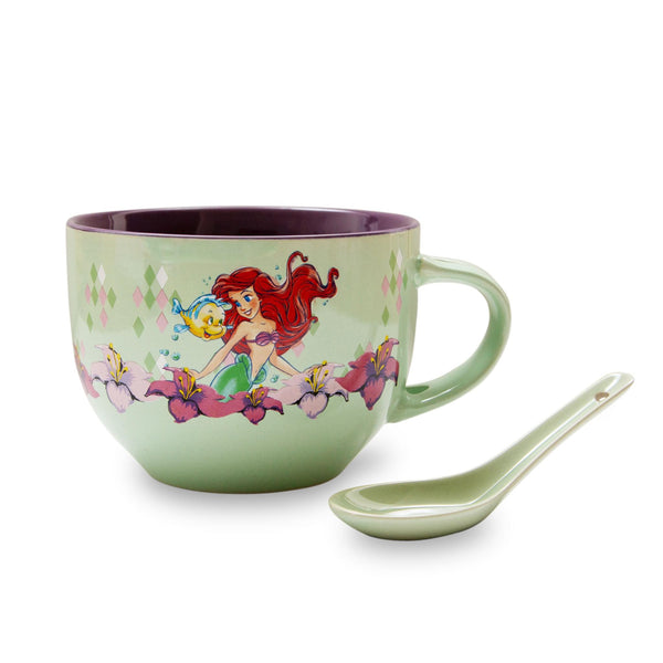 Disney The Little Mermaid Ariel Ceramic Soup Mug With Spoon