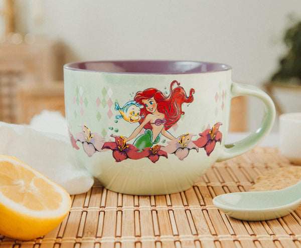 Disney The Little Mermaid Ariel Ceramic Soup Mug With Spoon