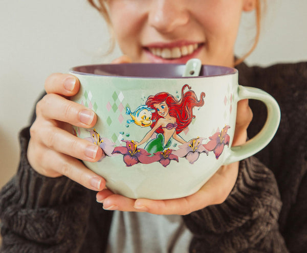 Disney The Little Mermaid Ariel Ceramic Soup Mug With Spoon