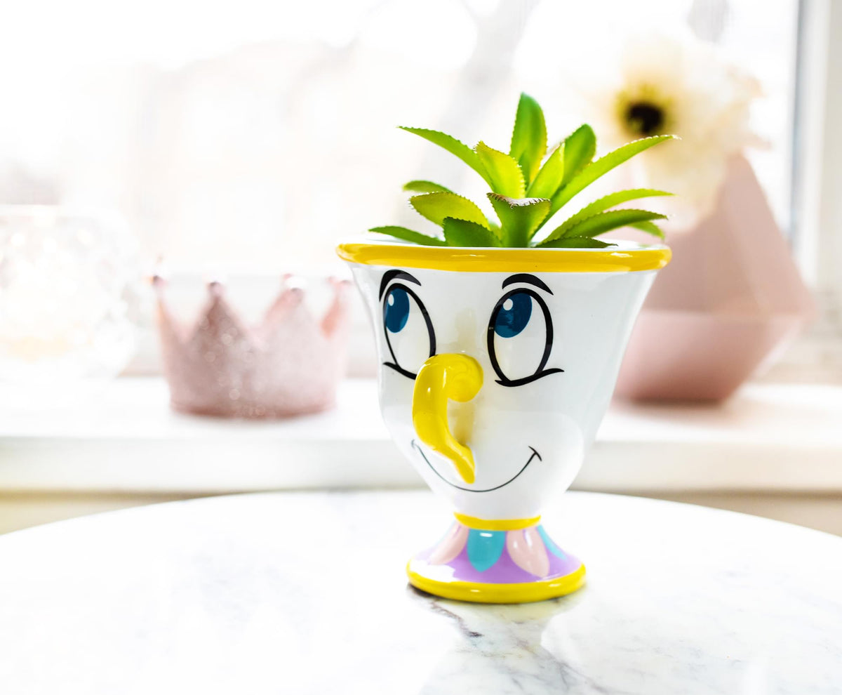 Disney Beauty and the Beast Chip 3-Inch Mini Planter with Artificial Succulent