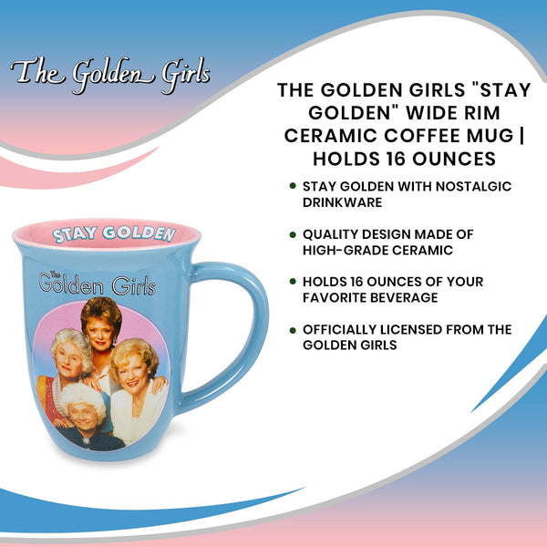 The Golden Girls "Stay Golden" Wide Rim Ceramic Coffee Mug