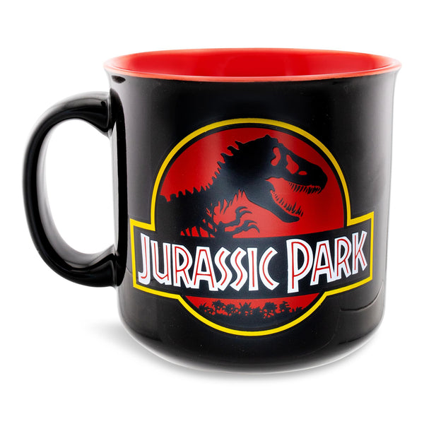 Jurassic Park Classic Logo Black Ceramic Camper Mug