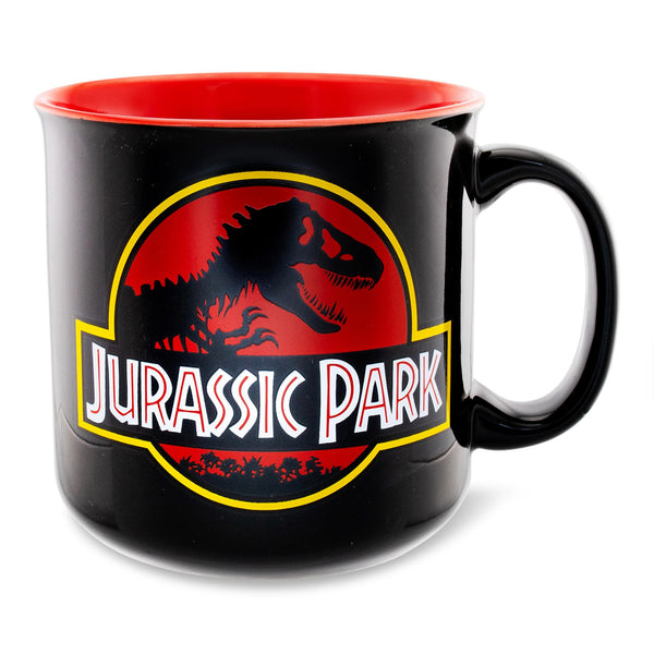 Jurassic Park Classic Logo Black Ceramic Camper Mug