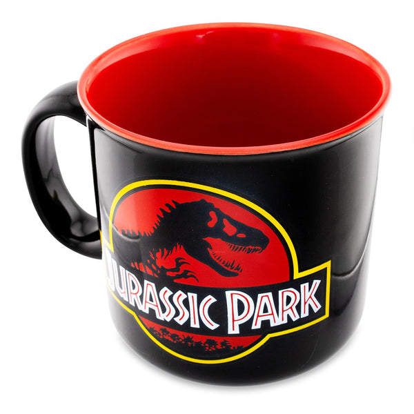 Jurassic Park Classic Logo Black Ceramic Camper Mug
