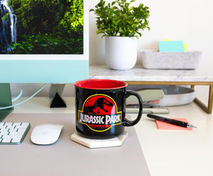 Jurassic Park Classic Logo Black Ceramic Camper Mug