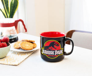 Jurassic Park Classic Logo Black Ceramic Camper Mug