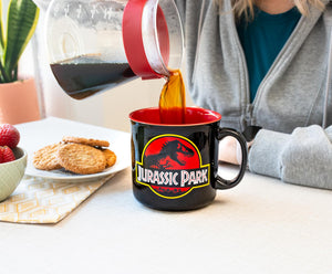 Jurassic Park Classic Logo Black Ceramic Camper Mug
