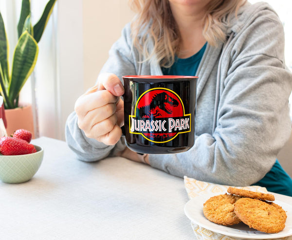 Jurassic Park Classic Logo Black Ceramic Camper Mug