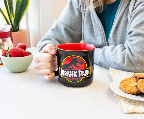 Jurassic Park Classic Logo Black Ceramic Camper Mug