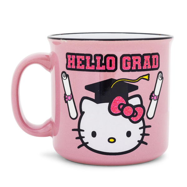 Sanrio Hello Kitty "Hello Grad" Ceramic Glitter Camper Mug