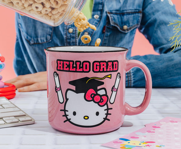 Sanrio Hello Kitty "Hello Grad" Ceramic Glitter Camper Mug