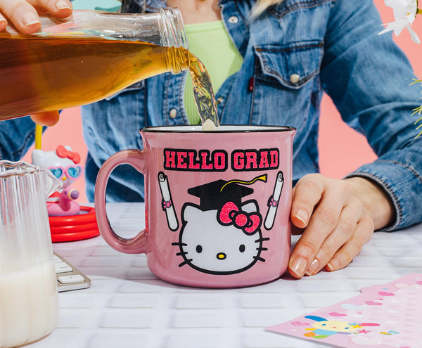 Sanrio Hello Kitty "Hello Grad" Ceramic Glitter Camper Mug