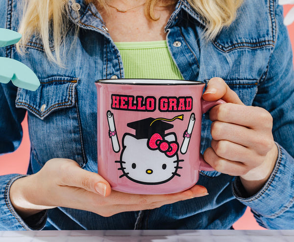 Sanrio Hello Kitty "Hello Grad" Ceramic Glitter Camper Mug