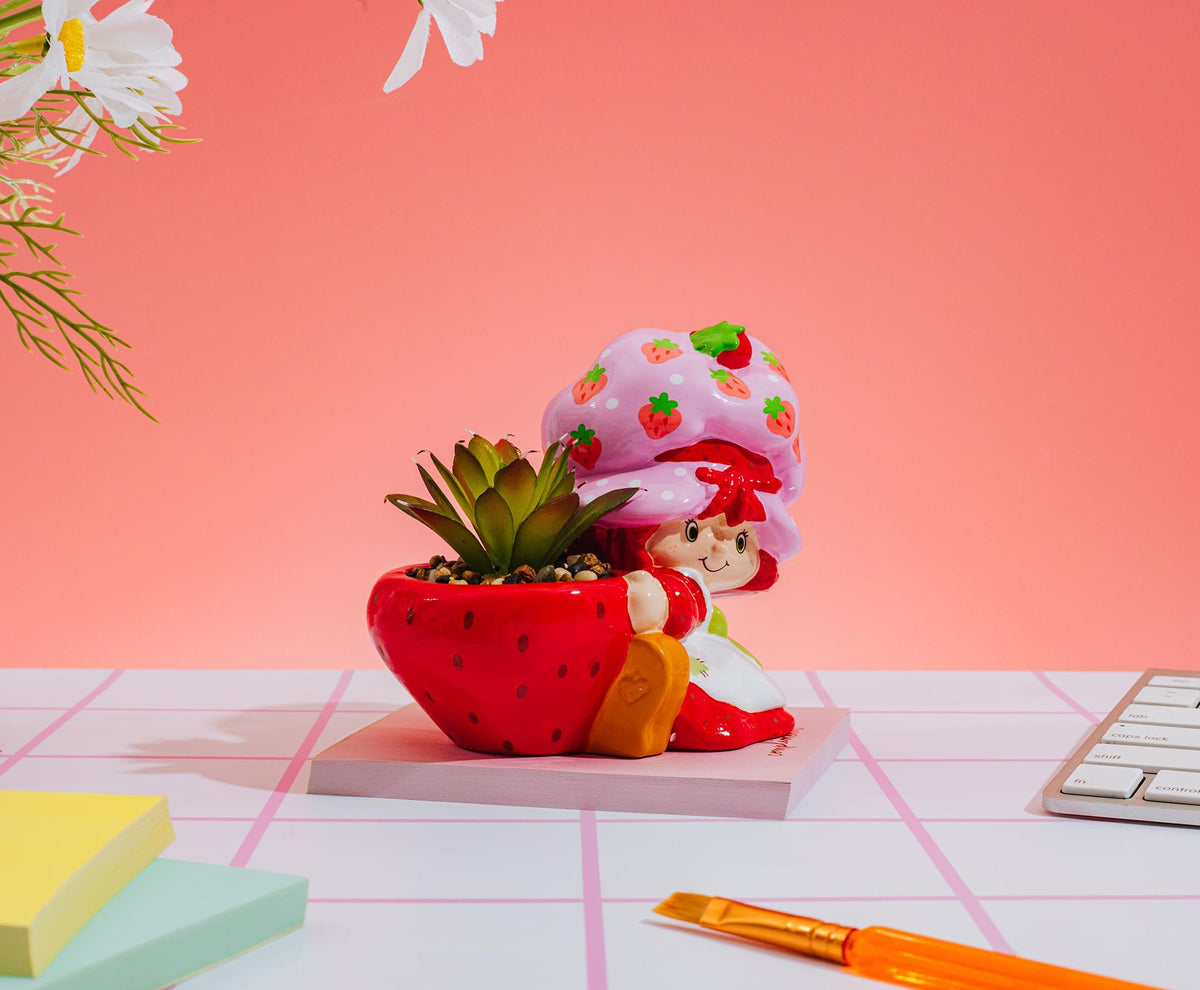 Strawberry Shortcake 4-Inch Ceramic Mini Planter With Artificial Succulent