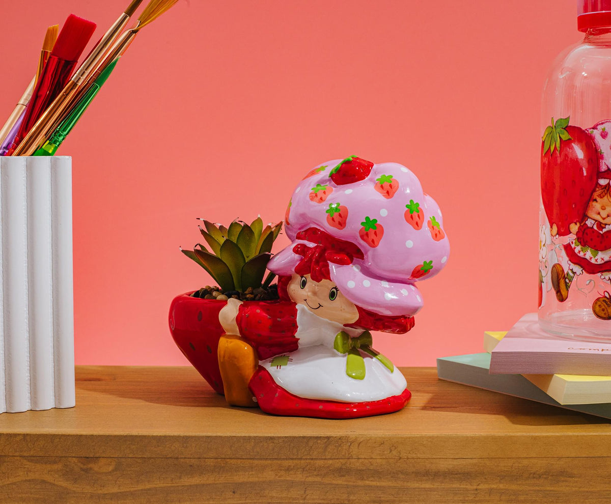 Strawberry Shortcake 4-Inch Ceramic Mini Planter With Artificial Succulent