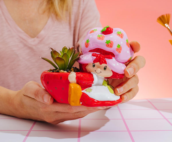 Strawberry Shortcake 4-Inch Ceramic Mini Planter With Artificial Succulent
