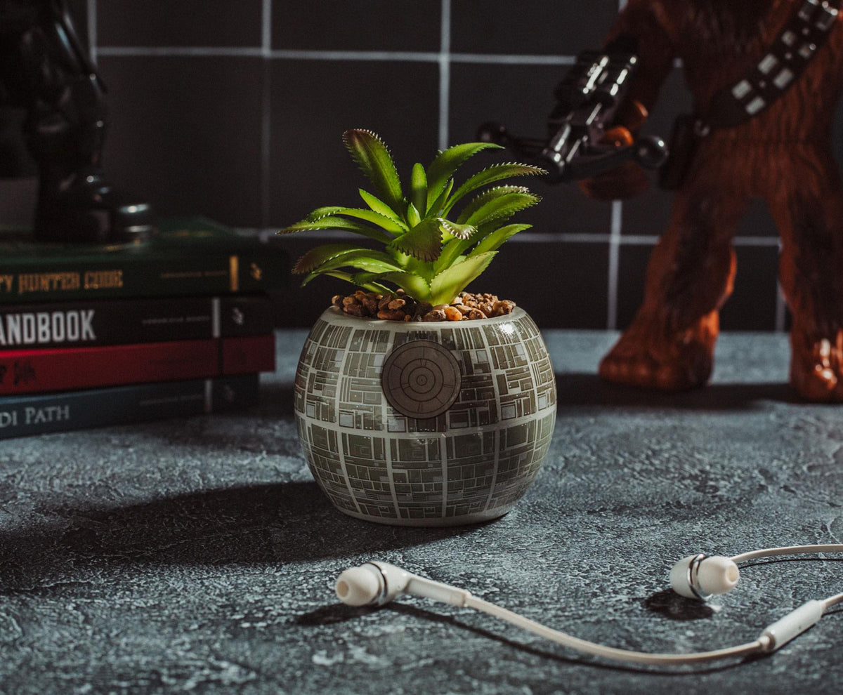 Star Wars Death Star 3-Inch Ceramic Mini Planter With Artificial Succulent