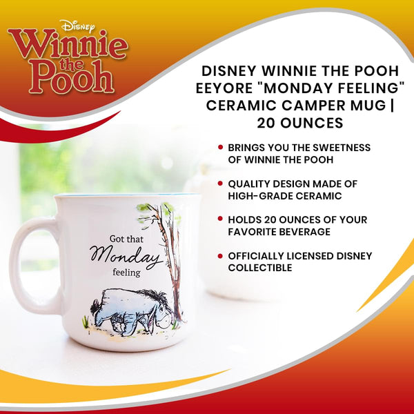 Disney Winnie the Pooh Eeyore "Monday Feeling" Ceramic Camper Mug