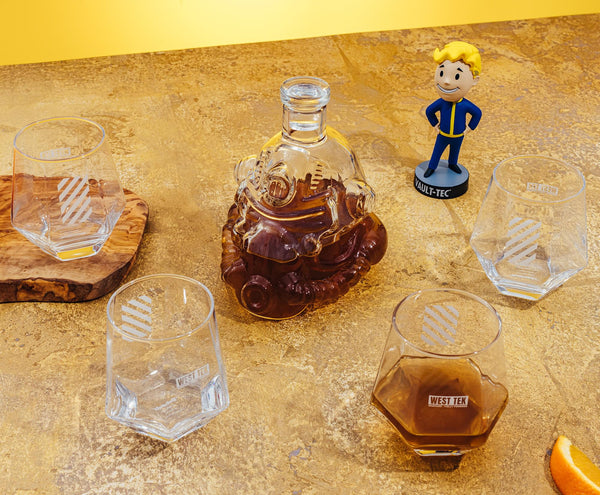 Fallout Brotherhood of Steel 5-Piece Whiskey Decanter Set With Glasses