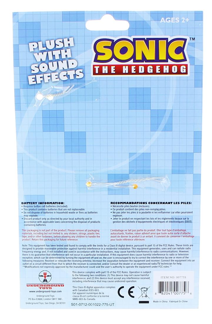 Sonic The Hedgehog Tails 4" Talking Plush Clip On